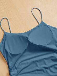 SHEIN Essnce Women Tight-Fitting Round Neck Chest Pad Breathable Summer Basic Camisole Women Tops Bra Free Top Party