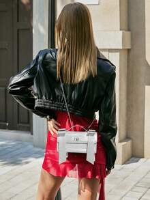 Viva Strut Bolso de mano para mujer, rojo, bolso cruzado, lazo, rosa, de moda, personalizado, sencillo, versátil, de calle, dulce y fresco para chicas, chicas calientes, Y2K, retro, remaches, vintage, adolescentes, para fiesta de cóctel, fiesta, baile de graduación, club, cita, cumpleaños, noche, baile, diario, té de la tarde - Plateado - Ver 6