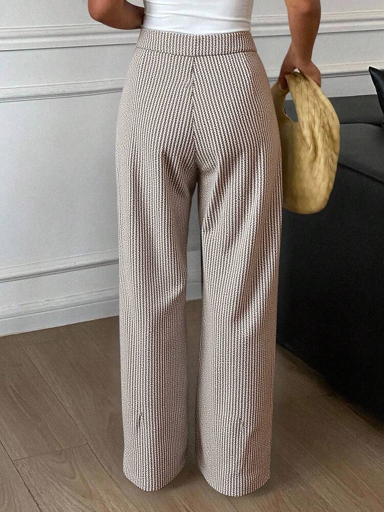 Women's Casual Striped Print Loose Wide Leg Pants With Side Pockets, Suitable For Vacation, Daily Wear, And Commuting