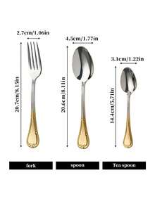 Cirelle 1Pc Stainless Steel Gradient Gold Silverware Luxury Modern Flatware Thick Handle Tableware Stainless Steel Cutlery For Home Restaurant Hotel Party - Multicolor - View 3