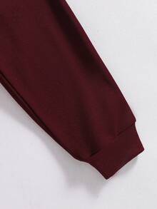 Sweetra Young 少女字母数字印花宽松大码卫衣 - 酒紅色 - 查看 7