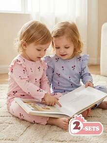 Vintaside Kids 女婴休闲碎花短袖T恤和裤子套装，夏季 - 彩色 - 查看 3