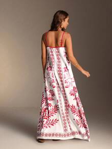 Swim Vcay 夏日海滩风宽松花卉中式印花长裙 - 彩色 - 查看 2