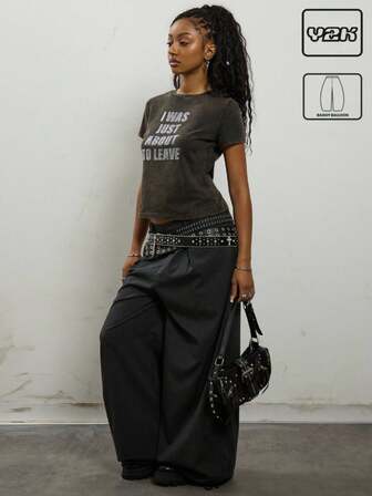 COUREZ Låg midja Baggy Ballongpassform Skräddarsydda Fallskärmsbyxor / Y2K Höstkläder För Dam Vinterkläder För Dam Utekläder Festkläder Nyår Svarta Byxor Sexiga Eleganta