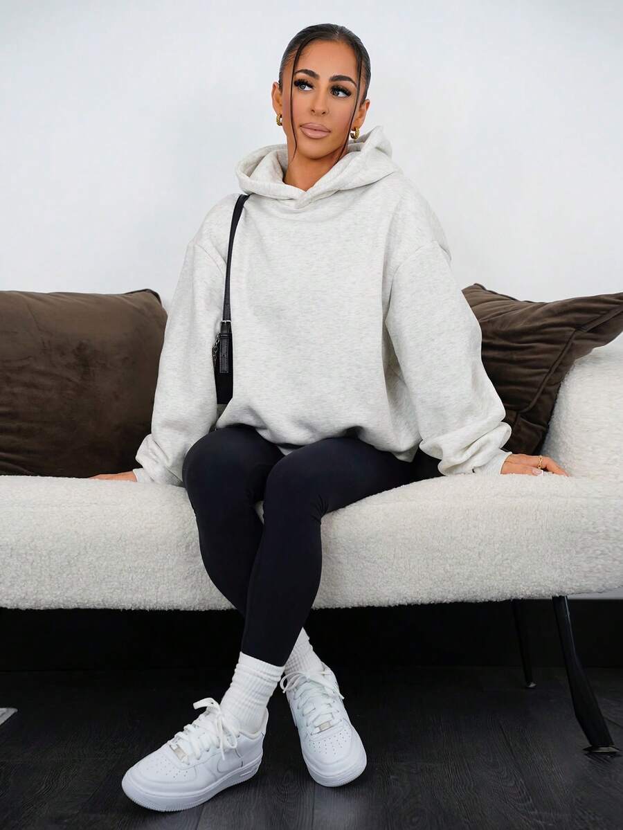 SAYEHFBABY Áo nỉ trùm đầu cỡ lớn tốt nghiệp, trở lại trường, tốt nghiệp, giáo viên dành cho nữ, trở lại trường mùa thu mùa thu đông - Màu Xám nhạt - Xem 1