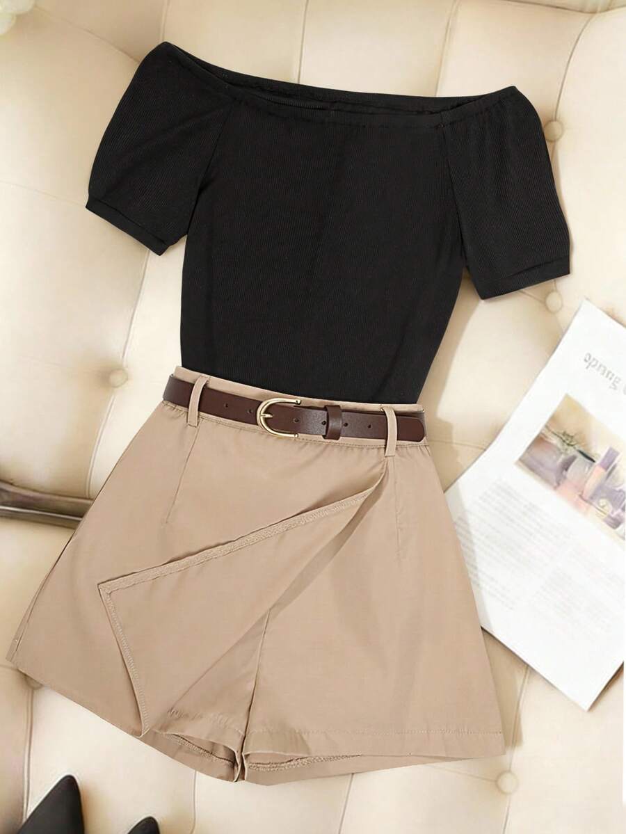 Franclia Women's Elegant Off-Shoulder Two-Piece Outfits - Multicolor - View 1