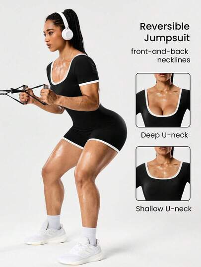 Rhythm Era Plus Size Seamluxe Sport Women's Seamless Short Sleeve Sports Jumpsuit, Color Block Brown Gym Jumpsuit Workout Woman Brown Athletic Jumpsuit Gym Attire Women Brown Athletic Set Brown Workout Set Brown Gym Top Brown Gym Romper Workout Jumpsuit Compression Jumpsuit Seamless Workout Jumpsuit Tummy Control Jumpsuit Full Body Suit Workout Full Body Workout Suit Compression Shaping Jumpsuit Compression Bodysuit Women