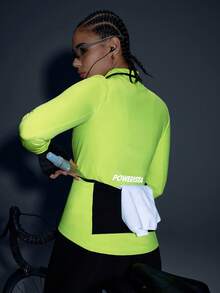 Powerista Women's Neon Green Stand Collar Zip-Up Fitted Cycling Jersey - Neon - View 5