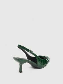 CUCCOO SZL Giày cao gót mũi nhọn quai da báo thời trang nữ Giày cao gót màu đỏ tía Giày mùa xuân Kỳ nghỉ xuân Phục sinh - Màu xanh lá cây đậm - Xem 5