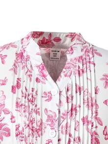 Vestido casual para meninas pré-adolescentes com estampa floral e de borboletas, decote vazado, mangas com babados e barra em camadas, ideal para férias na primavera/verão/outono. - Rosa - Ver 3