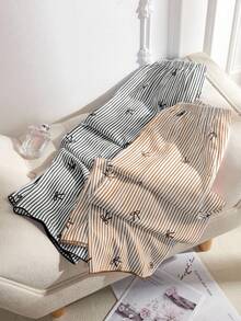 Dream Adore 2pcs Women Striped Heart & Bow Pajama Pants Set - Multicolor - View 2