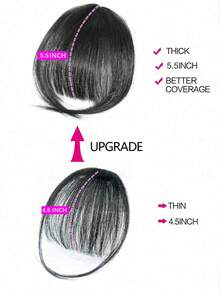 humano pelo aire Flecos con patillas marrón color Clip de flequillo en Extensión del pelo principiante amigable - Natural Black - Ver 5