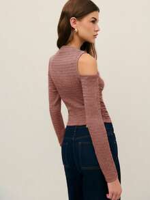 Nöista 镂空细节上衣，褶皱设计，时尚百搭，适合女士春假穿搭，夏季/春假派对穿着。 - 藕粉色 - 查看 2