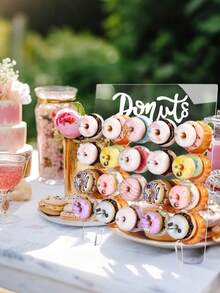 1pc Acrylic Donut Display Rack, Reusable Sweet Treat Holder Shelf Suitable For Dessert Table, Spring/Summer Weddings, Birthdays, Festivals - Multicolor - View 2