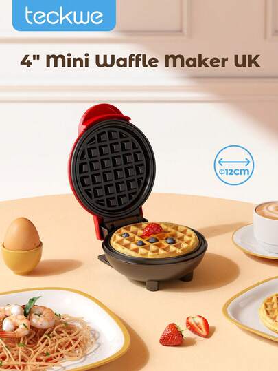 Teckwe Mini Waffle Maker-US Plug, Makes Single Serving Waffles, Hashbrowns, Keto Waffles, Easy Clean Non-Stick Coating