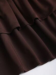 Sweetra Women's Sexy Bodycon Double Hem Short Dress - Brown - View 6