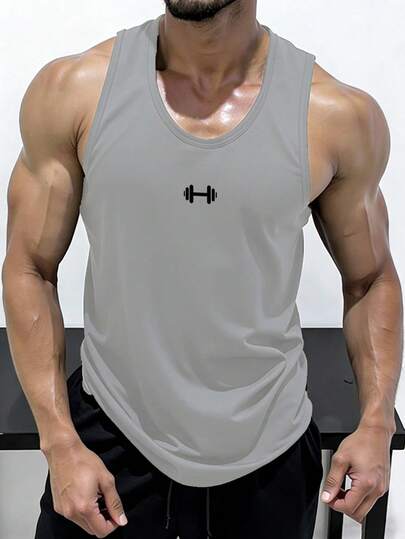 Manfinity Sport PWRUP Men's Casual Sports Fitness Printed Sleeveless Tank Top Gym Tops Men Sleeveless Workout Shirts Gym Vest Gym Tops Pack Men Gym Tank Top