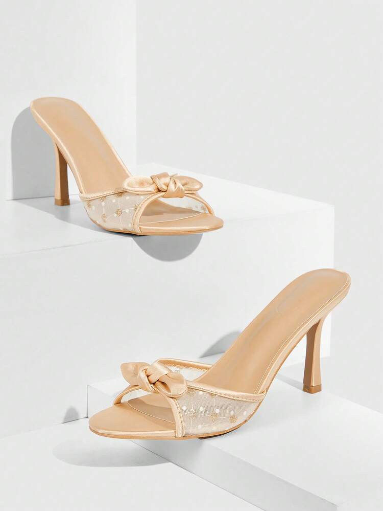 CUCCOO SZL Brown PU Leather Women's Pointed Toe High Heel Mule Sandals Spring Shoes Spring Break Easter Prom Heels Valentine's Day