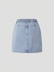 Tween Girl' Denim Print Washed Casual Denim Skirt Summer Holiday