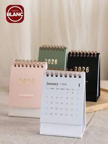 Calendario da scrivania minimalista a colori solidi Morandi 2026, decorazione per memo e blocco note da scrivania per studenti - Multicolore - Visualizzare 3