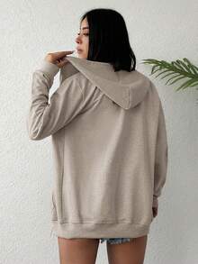 EURMUSE Bluza z kapturem, 100% bawełny, w jednolitym kolorze, zapinana na suwak