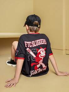 SHEIN Felix The Cat 2pcs/Set Tween Boy Sports & Casual Comfortable Letter Graphic Round Neck Short Sleeve Top And Shorts - Multicolor - View 5