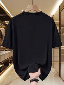 Versatile Casual Loose Fit Short Sleeve T-Shirt With Fun Print, For Vacation, Work And Everyday Wear - 藍色 - 查看 2