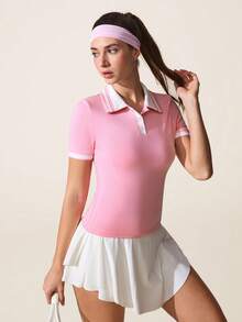 Gameset SHEIN Sport 休闲百搭撞色纽扣修身运动Polo衫 - 彩色 - 查看 5