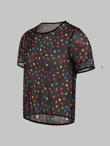Valentine's Day Heart Mesh Men's Undershirt T-Shirt