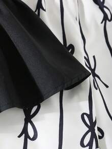 两件套女童露肩吊带背心+蝴蝶印花弹力腰阔腿裤，法式时尚优雅套装，适合女孩日常穿着和派对场合 - 黑與白 - 查看 4