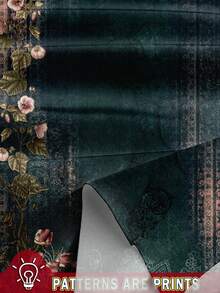 Rusticease 休闲复古碎花图案V领简约女式衬衫，适合夏季穿着，时尚百搭。 - 墨綠色 - 查看 4