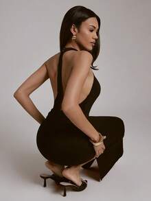 Hauture Waist-Cinching Backless Dress, Flattering, High-Quality, Sexy, Pleated Skirt Design For Women - Black - View 1