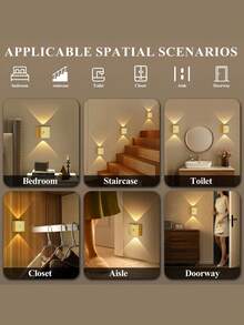 LED Smart Sensor Wall Lamp , Indoor Motion Sensor Wall Lamp, Wireless LED Wall Light, Battery-Powered Night Light, Adhesive Design, Rotatable, Portable, Easy To Install, Adjustable Color Temperature And Brightness, Suitable For Hallways, Bathrooms - Multicolor - View 10
