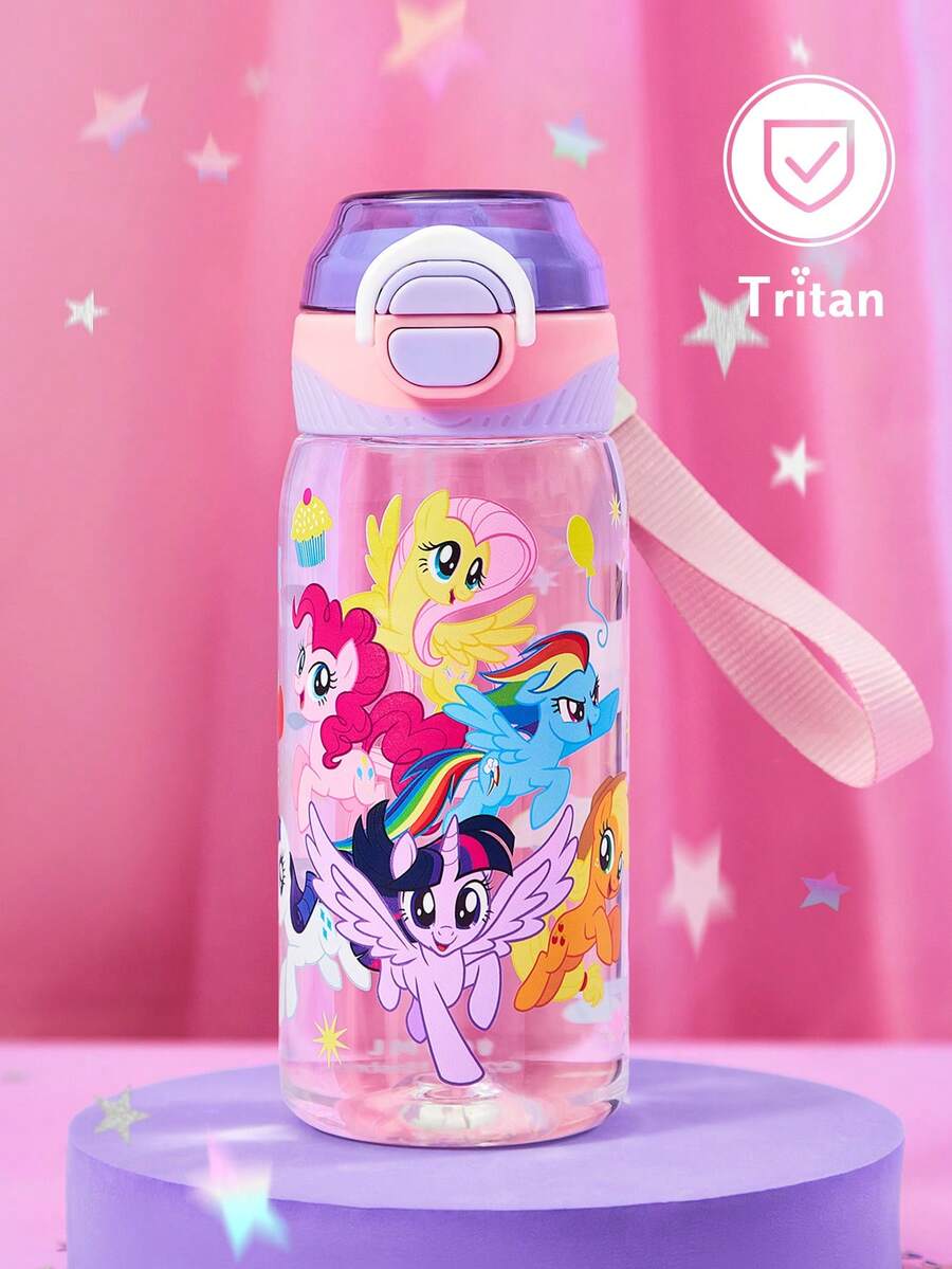 My Little Pony X SHEIN 16 盎司/500 毫升水瓶，配有硅胶吸管和防溢盖，适合旅行、旅游和学校 - 無色 - 查看 1