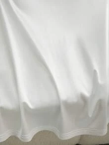 GlowEve 女士夏季针织弹力缎面亮面系带V领短袖A字中长连衣裙，时尚优雅休闲 - 白色 - 查看 5