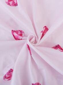 Girls' Fashionable Cute Heart & Diamond Print Cardigan & Pants Pajama Set - Pink - View 5