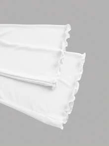 SHEIN MOD Camiseta de punto de malla transparente asimétrica de hombro 2 en 1 de talla grande - Blanco - Ver 4