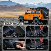 Portable Ultra-Thin Emergency Jump Starter - 3 Modes LED Light, Flashlight, Strobe, Digital Display, Fast Charging, Compact Design For Dead Battery Emergencies, Lithium Polymer Battery, Insulated Material, Auto Start/Stop, Multifunctional Car Battery Charger Booster - Multicolor - View 2