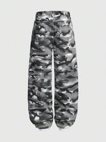 SHEIN Explorewe Denimly Boys' Casual Daily Urban Street Elastic Waist Zipper Pocket Distressed Design Straight Leg Denim Jeans - Black - View 2