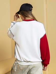 SHEIN Felix The Cat Women's Casual Colorblock Cat Print Drop Shoulder Sweatshirt, Autumn - متعدد الألوان - مشاهدة 3