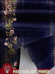 SHEIN LUNE 女士休闲复古碎花V领衬衫，适合秋夏季节，波西米亚风上衣，女士秋季服装，时尚休闲衬衫 - 藏蓝色 - 查看 4