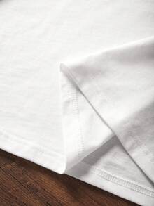 SHEIN Women's Casual Daily Commute Fashion Street 4th Of July American Flag Letter Print Short Sleeve White T-Shirt