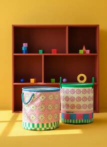 Joivida 1个可爱粉色带提手洗衣篮，方便收纳家用衣物和杂物，耐用多功能，可折叠手提式洗衣篮，适用于浴室和宿舍。