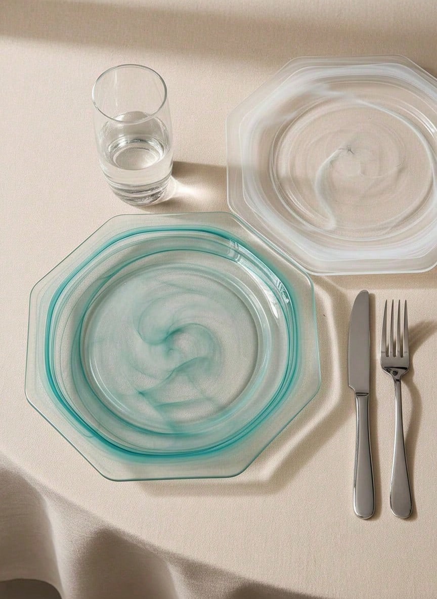 Zazumi 1PC Modern Marble Cloud Glass Tray, Frosted Serving Plate For Appetizers Desserts, Kitchen Dining Table Decor - Multicolor - View 1