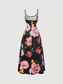 SHEIN MOD Đầm hai dây xếp ly in hoa thanh lịch dành cho nữ cỡ lớn - Nhiều màu - Xem 4