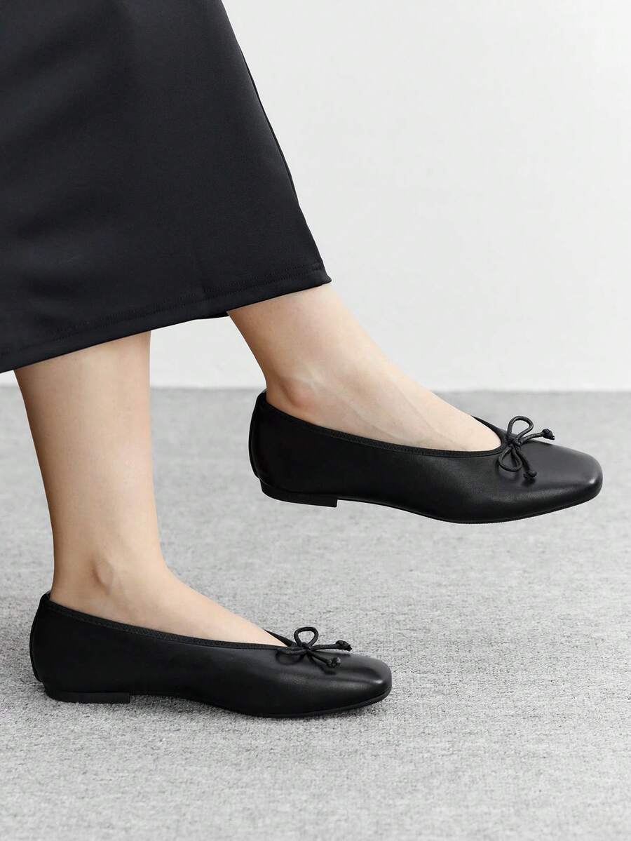 CUCCOO BIZCHIC Giày bệt nữ họa tiết nơ trang trí thường ngày đa năng - màu đen - Xem 1