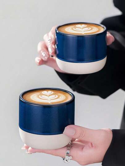 1pc Blue Stoneware Coffee Cup, Middle Eastern Style Mug, Can Also Be Used As Espresso Cup, Vintage Ceramic Kung Fu Tea Cup Or Host Tea Cup. It Is A Perfect Holiday Gift For Office, Coffee Corner, Afternoon Tea Gathering And Family Party