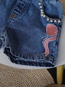 Genkimix Kids Bộ 2 món cho bé gái gồm áo thun ngắn tay in hình bướm dễ thương và quần short thêu, thích hợp cho mùa hè. - Màu be - Xem 6