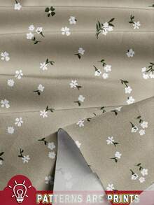 EMERY ROSE Áo sơ mi nữ cổ chữ V họa tiết hoa, kiểu dáng thường ngày, thích hợp cho mùa hè, áo kiểu thanh lịch cho nữ, phong cách thường ngày. - Màu Khaki - Xem 3