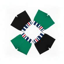 Pantalones cortos de COLOR VERDE, VERDE, NEGRO y NEGRO 4PK  deportivas cortas unisex con pretina elástica a rayas tricolor, pantalón corto de entrenamiento para gym, yoga, correr o uso diario, en colores rojo, verde, negro, blanco, rosa y azul marino, tela suave tipo compresión para deporte y casua, - VERDE - Ver 1